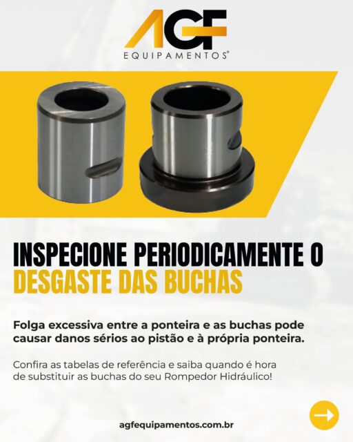 Você sabe quando é necessário trocar o conjunto de buchas do seu rompedor?Observar folga excessiva no ponteiro e instabilidade durante a operação são sinais claros de que está na hora de fazer a inspeção! Não deixe pra depois, preserve a vida útil do seu produto!ㅤDurante todo o mês de outubro, nossos conjuntos de buchas para os modelos EDT400 e EDT430 estão com descontos imperdíveis! 🔥É a chance perfeita de fazer a manutenção com peças de qualidade e preço baixo!✅ Estoque limitado📅 Promoção válida até  31/10👉 Aproveite agora! Clique no link da bio e solicite seu orçamento!ㅤ#ManutençãoPreventiva #QueimaDeEstoque #ConjuntoDeBuchasRompedorHidráulico #OutubroPromo #UsePeçasGenuinasAGF #RompedorHidráulico #AGFEquipamentos #MáquinasQueTransformamOMundo